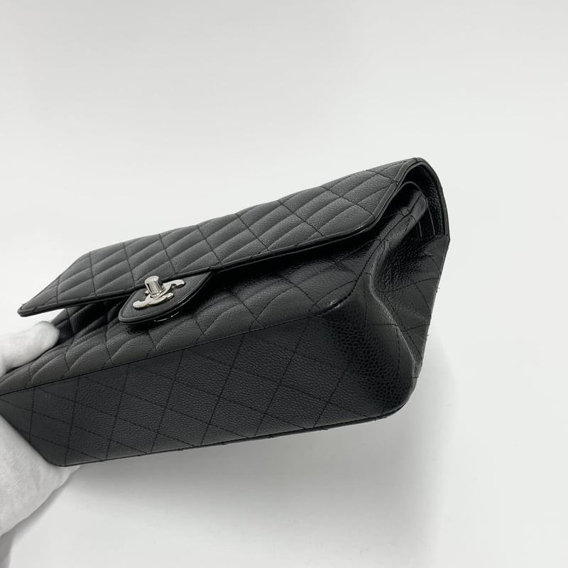 CHANEL キャビアスキン マトラッセ25 Wフラップ チェーンショルダー