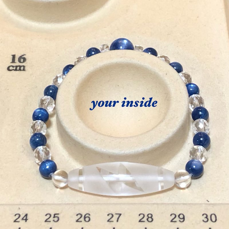 閃電五眼天珠型 水晶 カイヤナイト 天然石ブレスレット | 💎 天然石