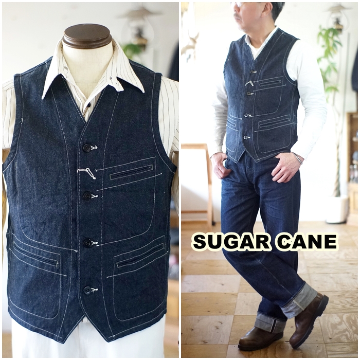 SUGAR CANE Star Denim ベスト サイズ36 ブラウン SUGAR CANE Star