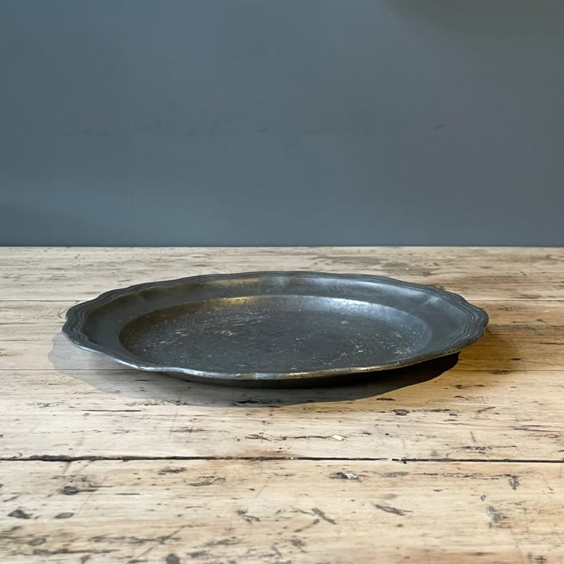 ピューター 花リムプレート 24cm フランスアンティーク ⑬ | OGISHIMA