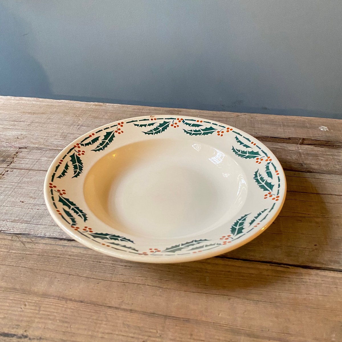 Lunéville HOUX（ヒイラギ）深皿プレート 22.5㎝ フランスアンティーク