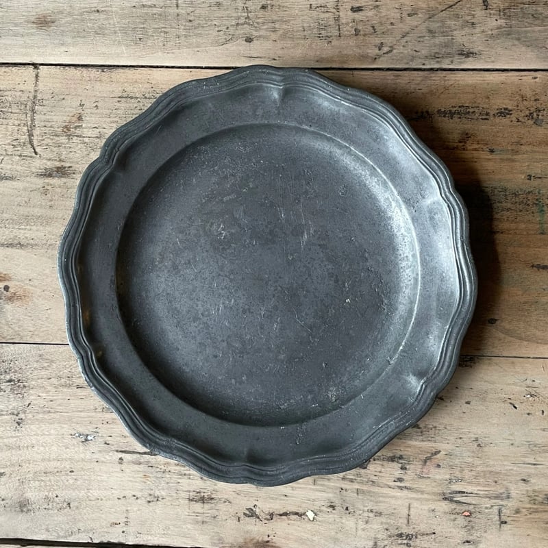 ピューター 花リムプレート 24cm フランスアンティーク ⑬ | OGISHIMA