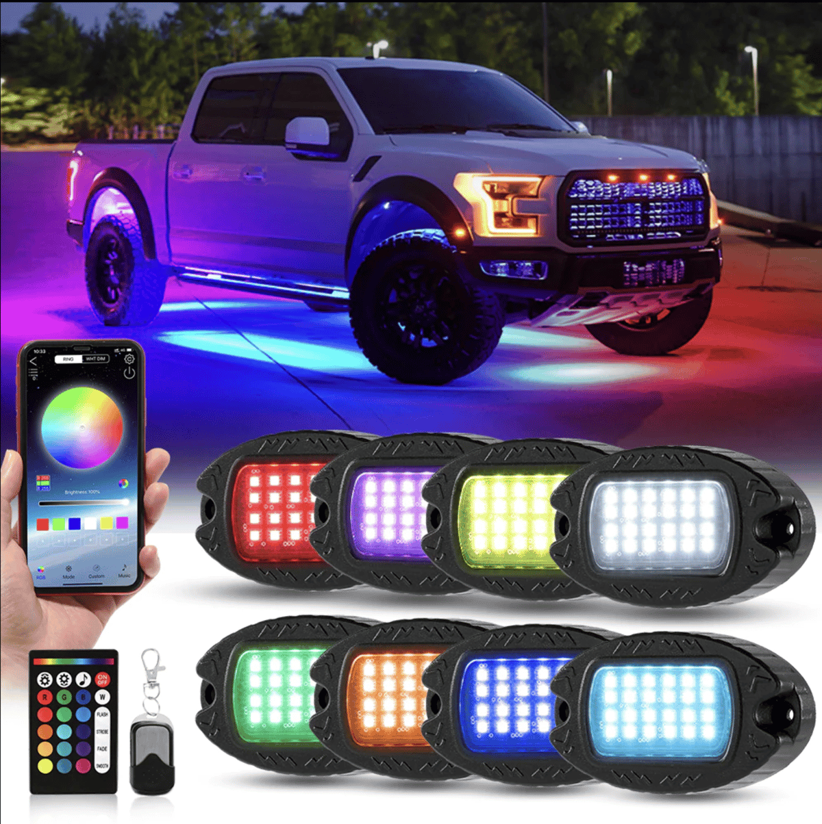 AUXBEAM】RGBWロックライト フルカラー 延長ケーブル付き | CROSS MEMBER