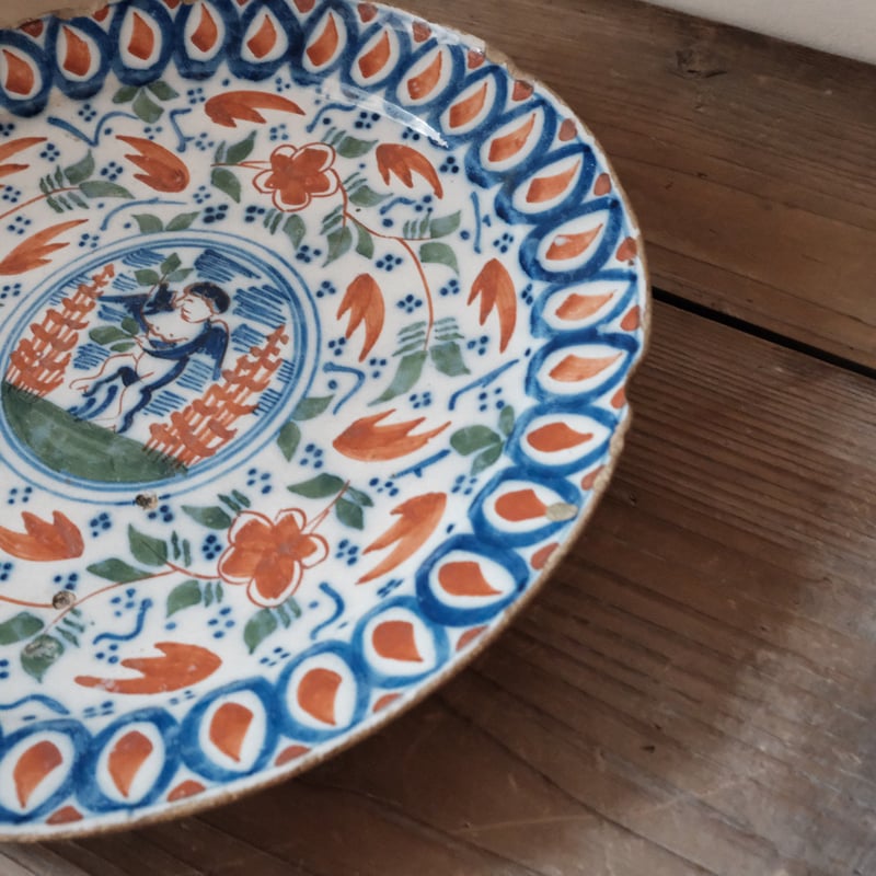 デルフト絵皿 オランダ18世紀 | 古物 鈍泥