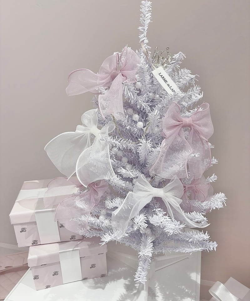 ホワイト×ピンクリボン ミニクリスマスツリー | LARME de LAPIN