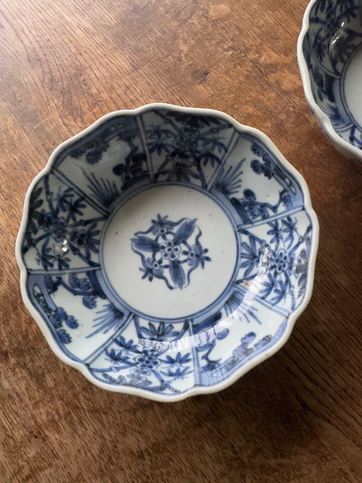 古伊万里 染付 蛸唐草文 松竹梅 膾皿 なます皿 5客 Ka334 古伊万里 染