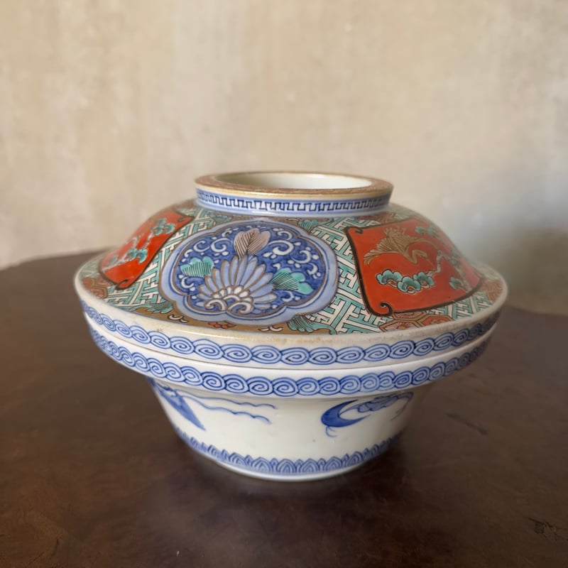 古伊万里 錦手寿字窓絵松鶴吉祥文 喰籠/蓋物 | Kaikaroman ONLINE STORE