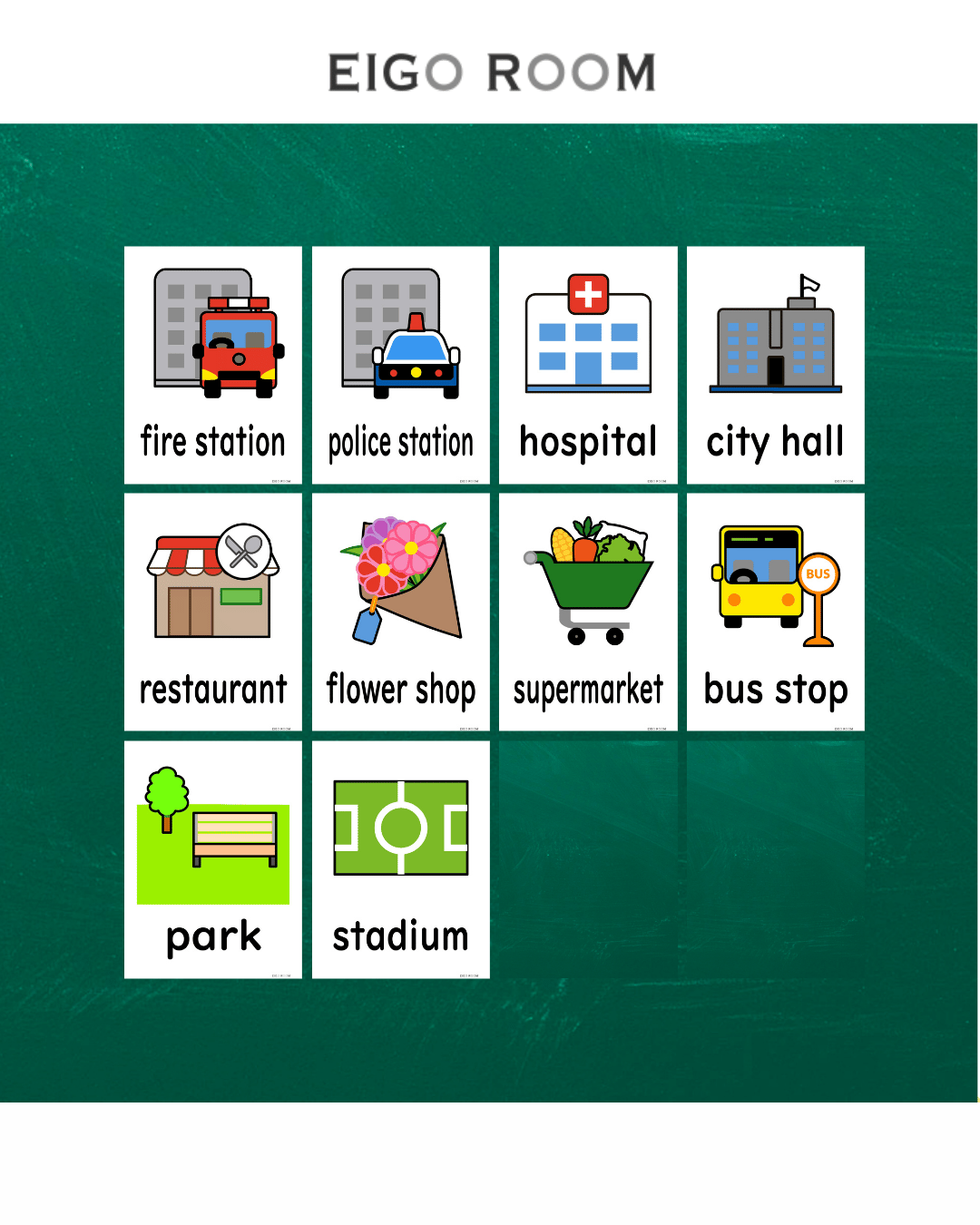 絵カード〈『Here We Go!5・6』完全対応◎ Town Flashcards 町・街・