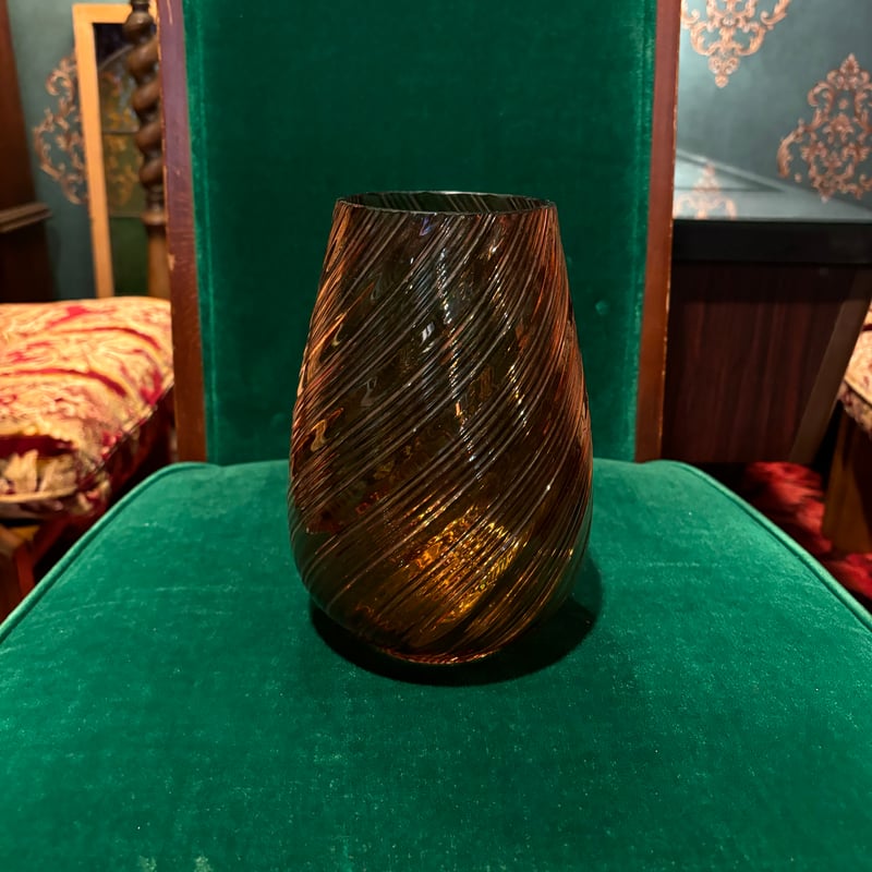 チェコスロバキア製 ボヘミアガラス フラワーベース 箱付き