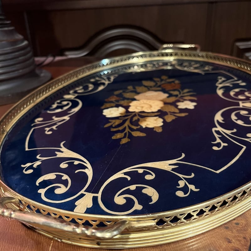 イタリア製 アンティークトレー 象嵌細工 お盆 | アンティーク家具と