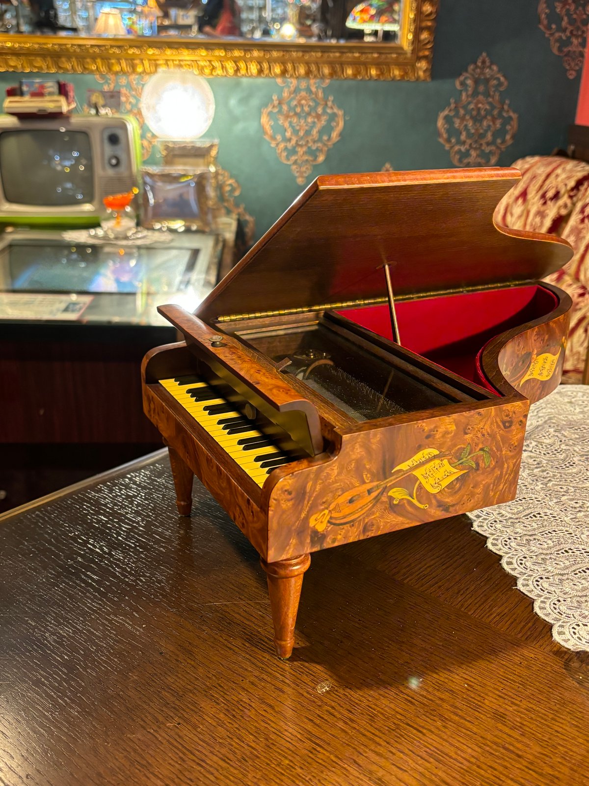 イタリア製 リュージュ 72弁 象嵌 ピアノオルゴール(Reuge