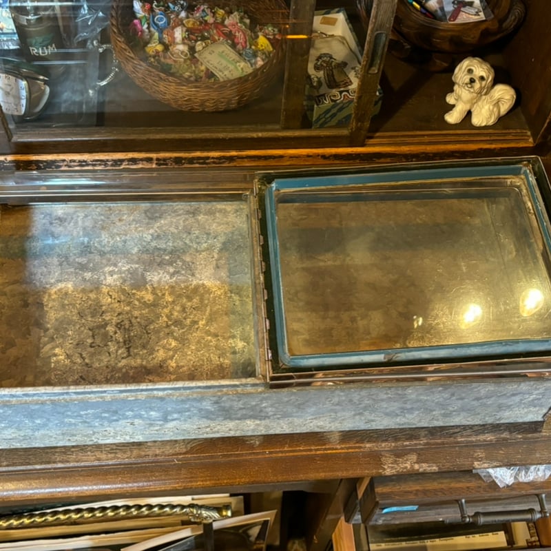 アンティーク ブリキ製ガラスケース ガラスショーケース 駄菓子ケース