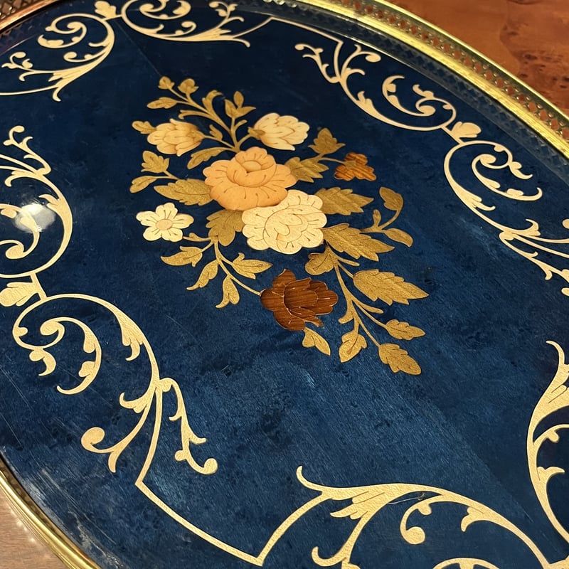 イタリア製 アンティークトレー 象嵌細工 お盆 | アンティーク家具と