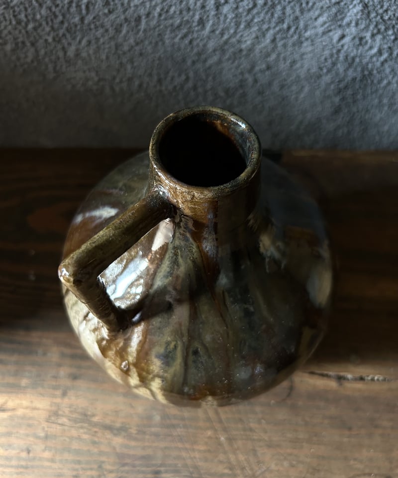花器K5/耳付き/茶色/陶器/骨董 | 骨董・アンティークのオンライン