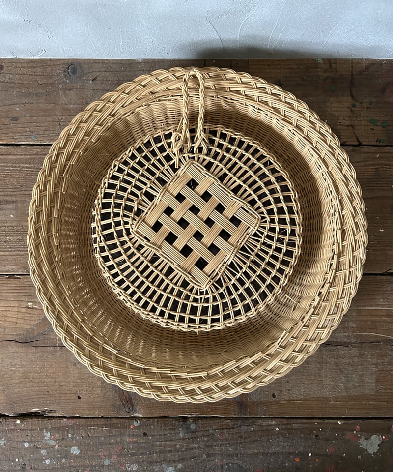 籐ミラーA/壁掛け/レトロ/インテリア | 骨董・アンティークの