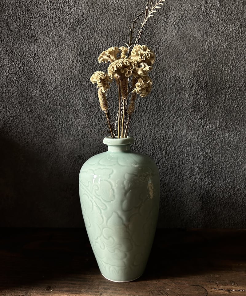 花器K11/徳利/青磁/花柄/陶器/花瓶 | 骨董・アンティークのオンライン