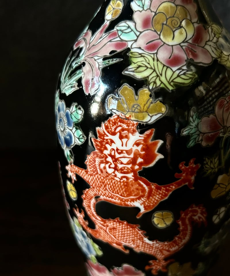 景徳鎮の花瓶/中国/龍/花柄/骨董 | 骨董・アンティークのオンライン