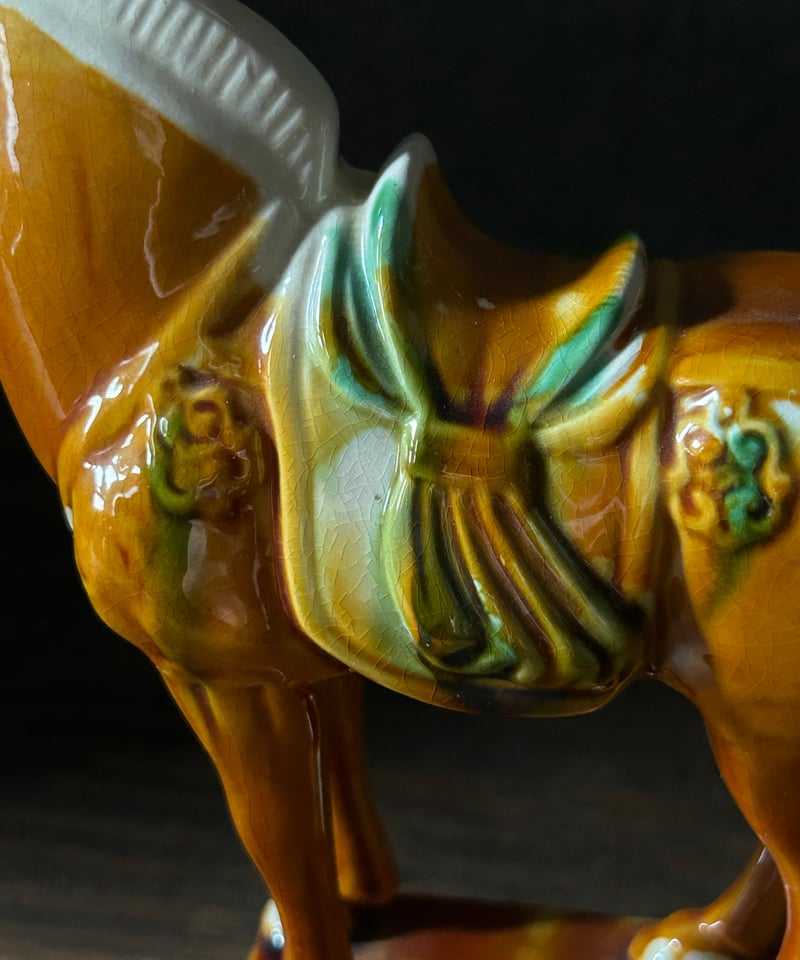 唐三彩の馬の置物/中サイズ/中国/陶器/アンティーク | 骨董