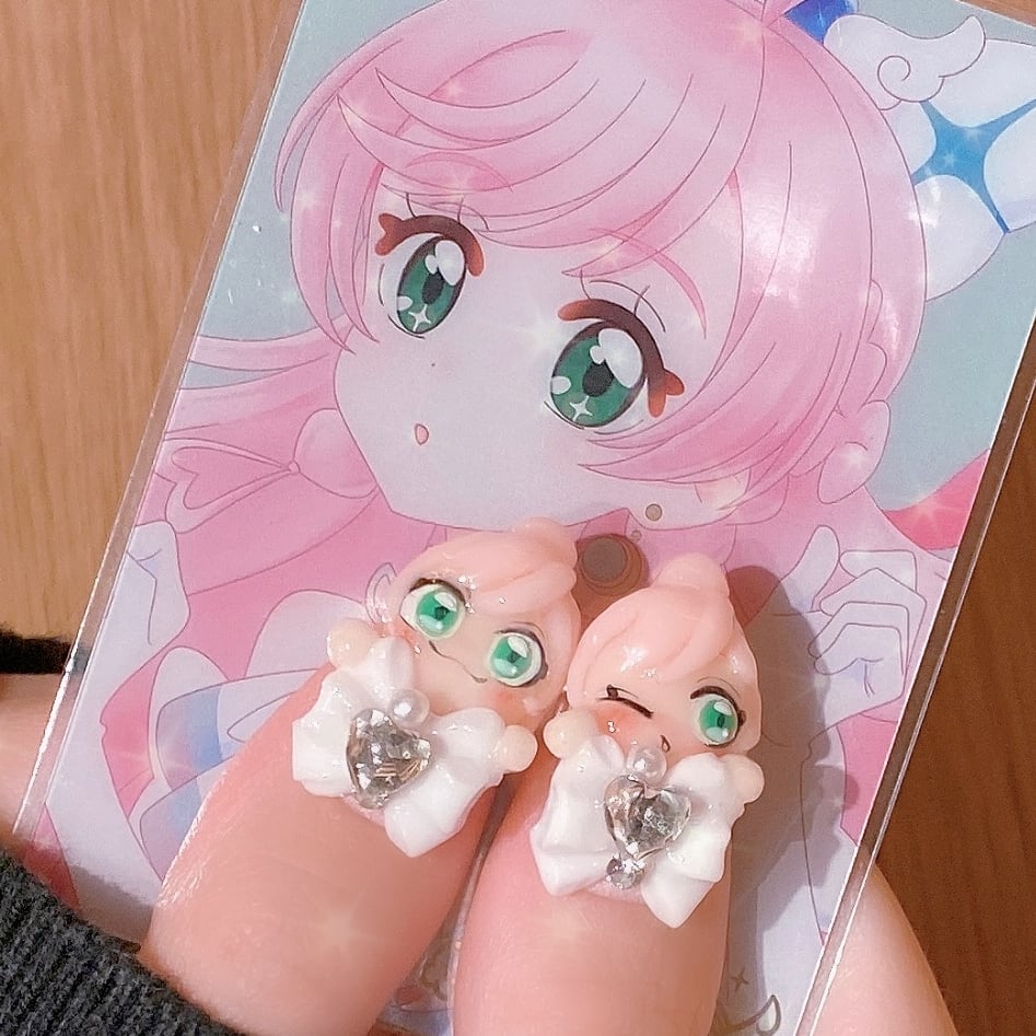 ⋆⸜ 12月定額ネイル⸝⋆3Dパーツ2つ付きデザインお任せネイルチップ