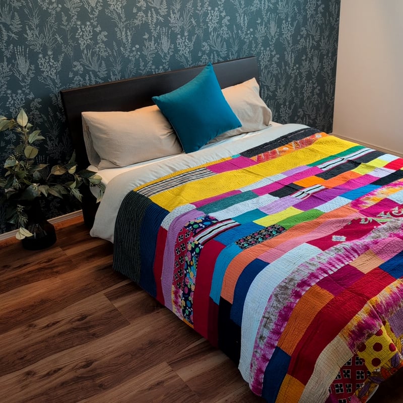 カラフル スクエア型ステッチ ラリーキルト カンタキルト 377 | Adlang