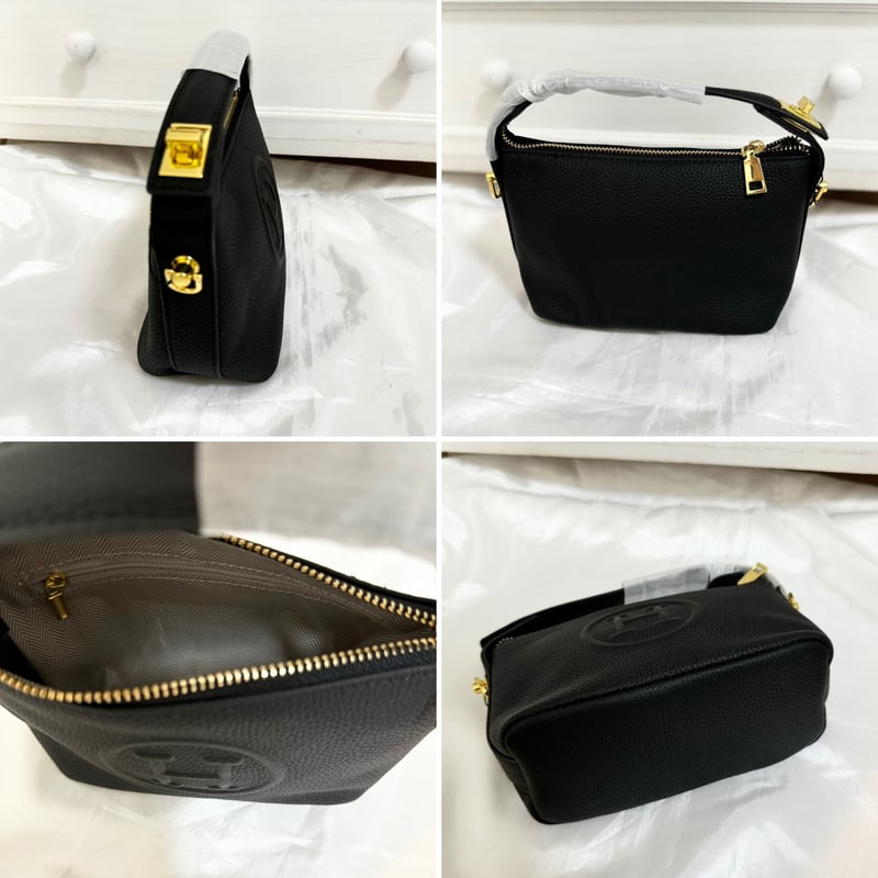 予約】本革 Hロゴ 2way レザー ミニバッグ ショルダーストラップ付き