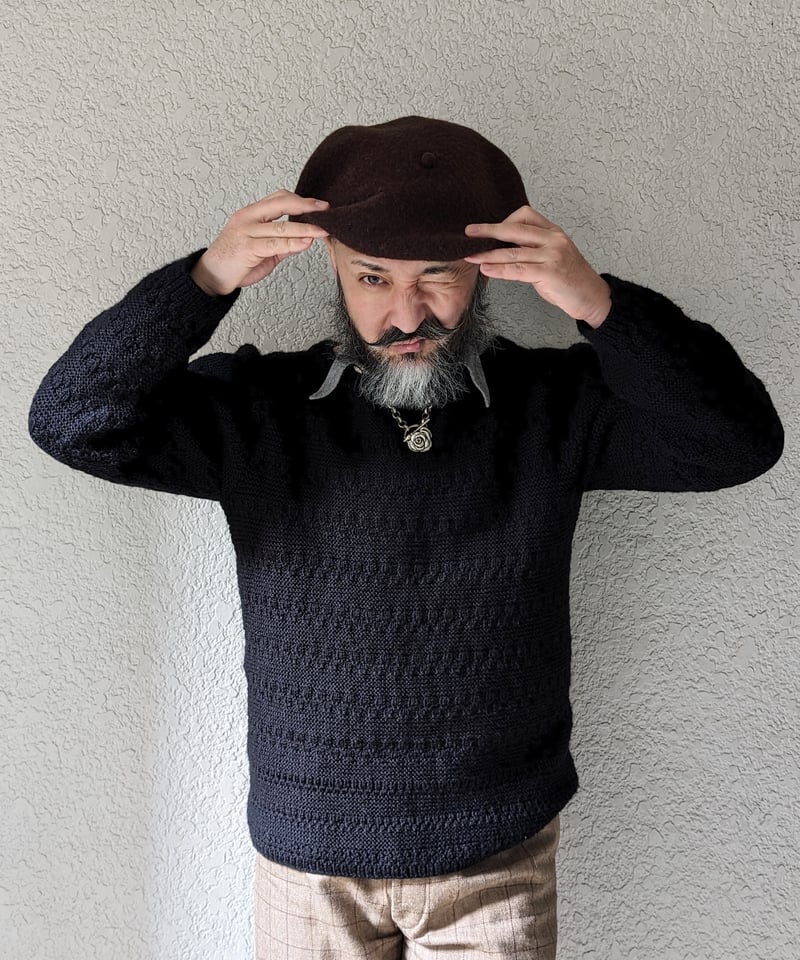ボートネック手編みセーター SW18 | European Vintage & Antique