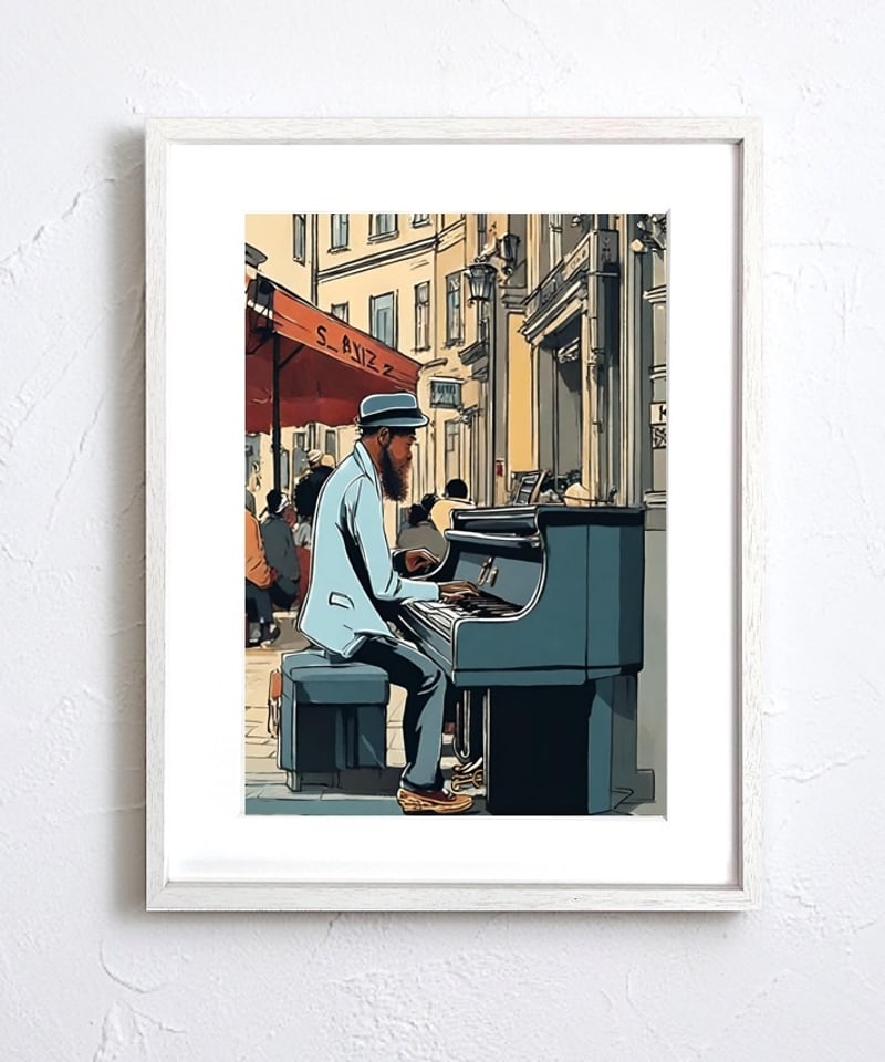 Street Musician｜街角のピアノと大人の渋さを描くジャズアート
