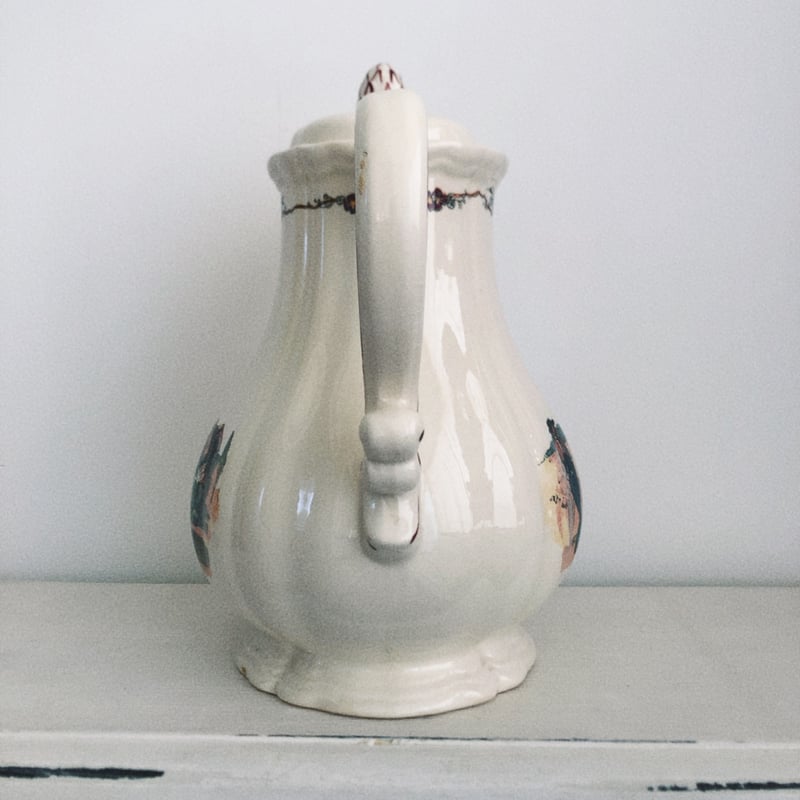 フランス サルグミンヌ オベルネ 花リムコーヒーポットアンドシュガー