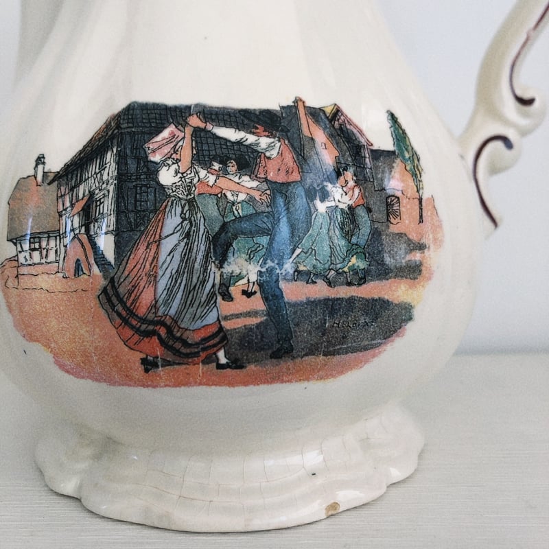 フランス サルグミンヌ オベルネ 花リムコーヒーポットアンドシュガー