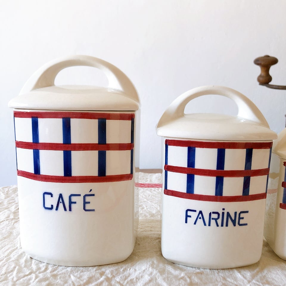 レア☆HBCM ベアン クレイユエモントロー バスク柄 陶器キャニスター5