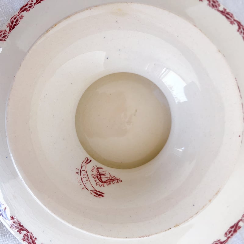 GIEN ジアン あざみ柄 コンポティエ ケーキスタンド 赤 アンティーク