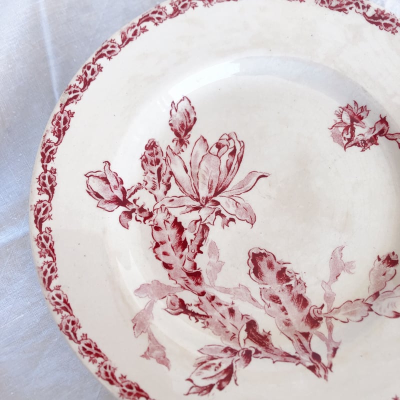 GIEN ジアン あざみ柄 コンポティエ ケーキスタンド 赤 アンティーク