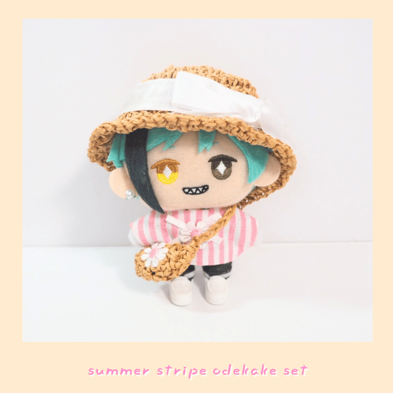 10cmぬい服 夏のストライプお出かけセット（ハット＆ブラウス＆バッグ