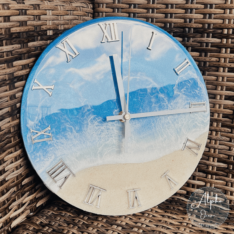 受注制作品】オーシャンクロック 直径30cm 壁掛け時計 海レジンアート