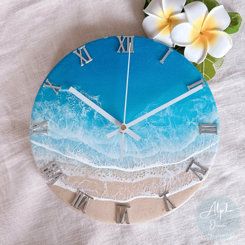 受注制作品】オーシャンクロック 直径30cm 壁掛け時計 海レジンアート