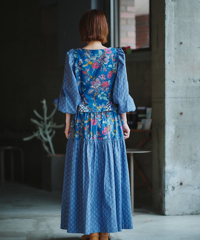 SOULEIADO×maiando【ブラウス&スカートキットセット】ネイビーブルー