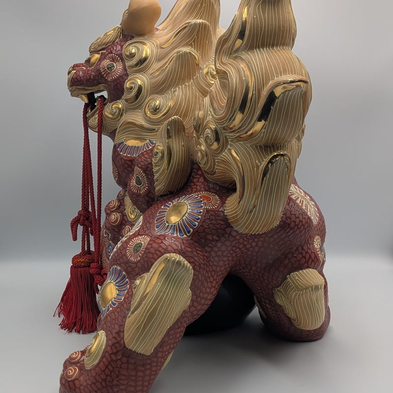 アン様 九谷焼 陶器製 獅子像アンティーク コレクション 骨董品 アン様