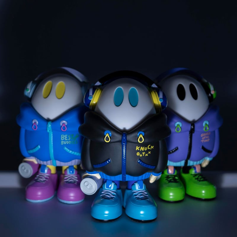 ヘッドホンおばけちゃんソフビ[BLUE] | ななしのおばけちゃん