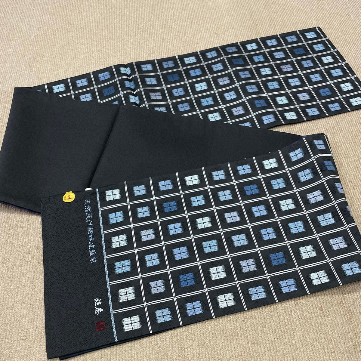 新品 逸品 西陣織 袋帯 天然灰汁醗酵建本藍染 桂秀 すくも アート裕