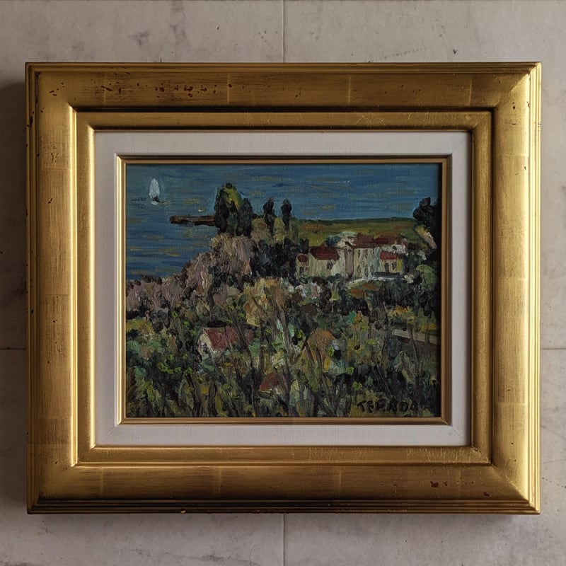 寺田竹雄 油彩画 「湖畔の春（ハンガリー）」 高級額装 裏書署名 | ASE