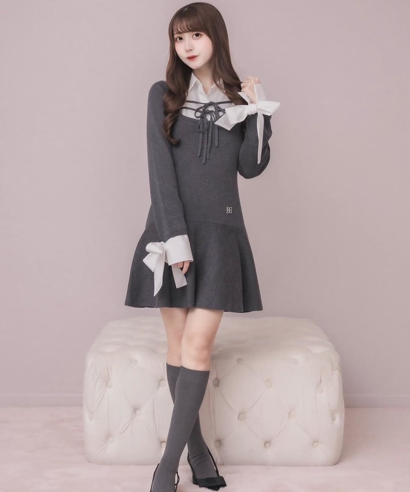 シャツレイヤードミニニットワンピース | DOLCELICHE（ドルチェリーチェ）