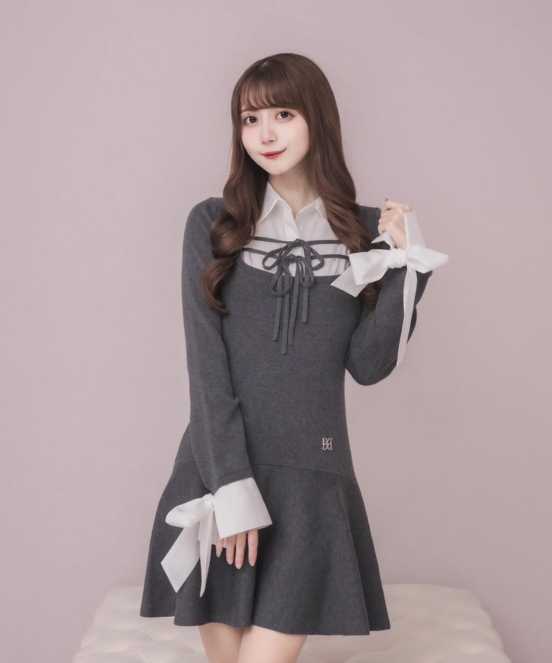 シャツレイヤードミニニットワンピース | DOLCELICHE（ドルチェリーチェ）