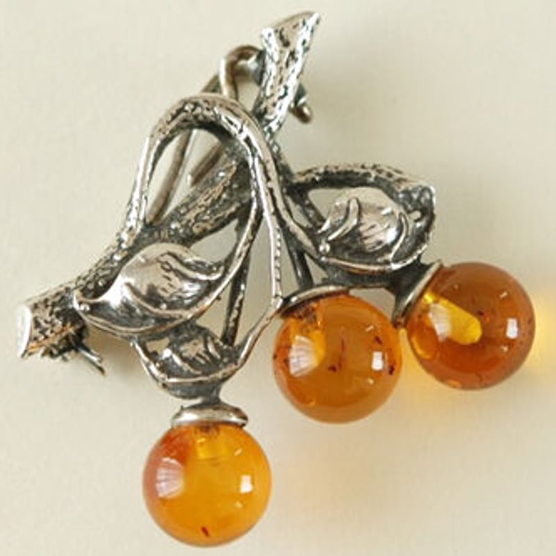 silver 琥珀の木の実のヴィンテージブローチ/ドイツ | 『スワロー商會