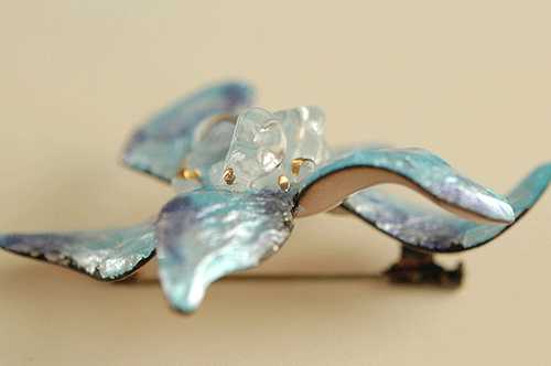 エマイユ 青い花のヴィンテージブローチ/フランス | 『スワロー商會
