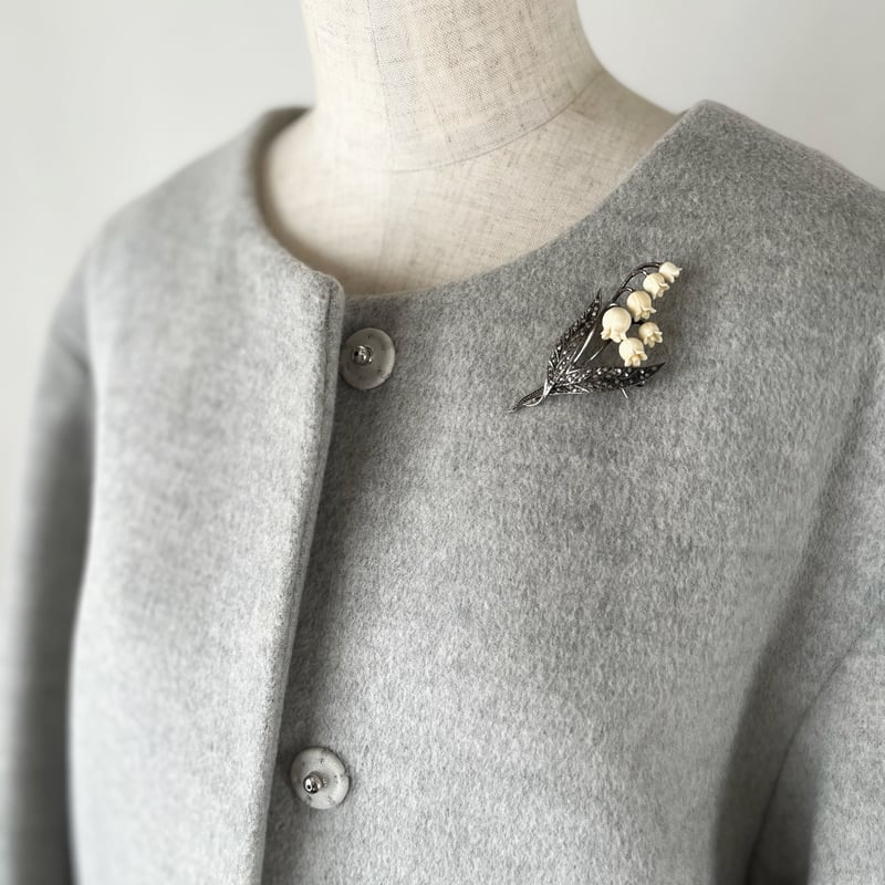 ドイツ製 すずらんのヴィンテージブローチ/silver925×オックスボーン