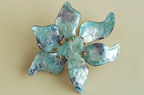 エマイユ 青い花のヴィンテージブローチ/フランス | 『スワロー商會