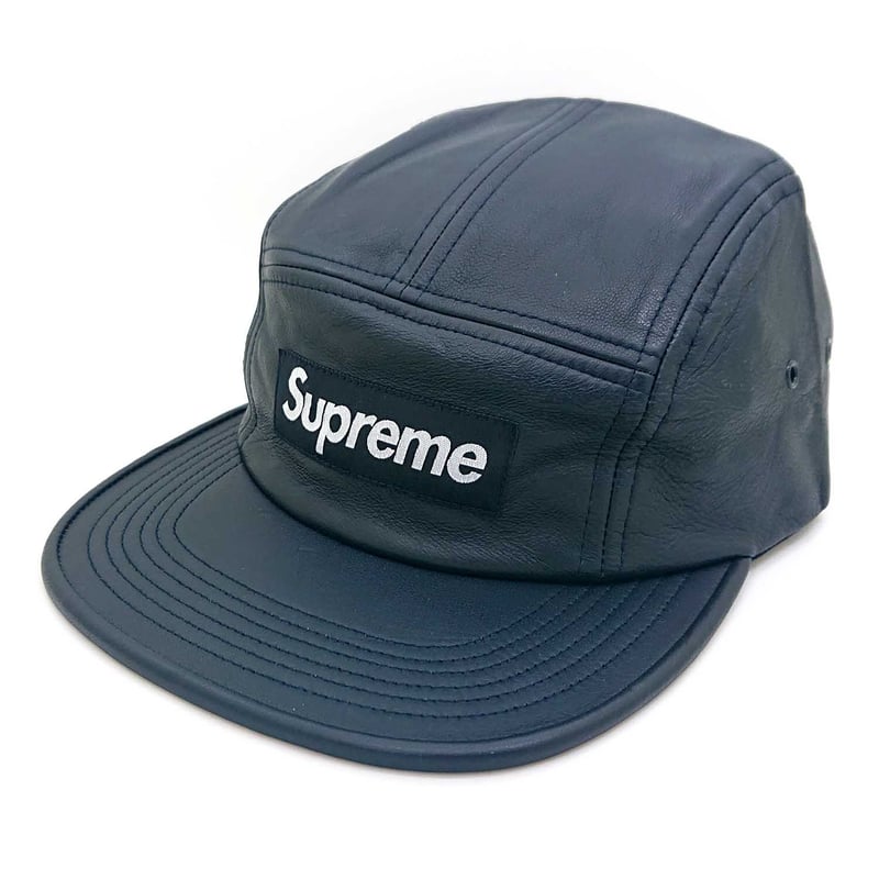 Supreme レザーキャップ ネイビー