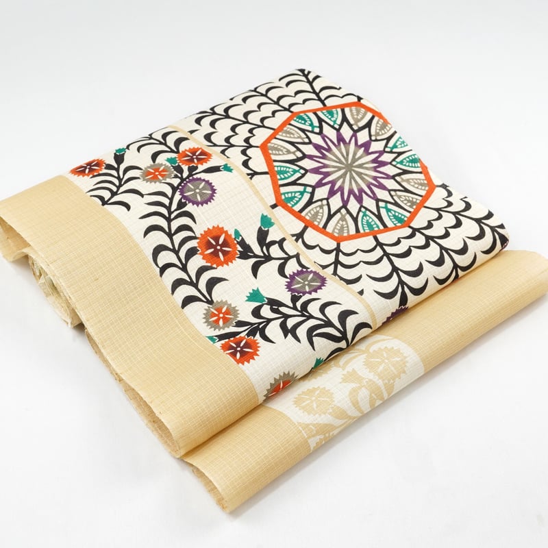 九寸帯（名古屋帯）「栗山工房・ムガシルク・唐花円文」 | MINOKO STORE