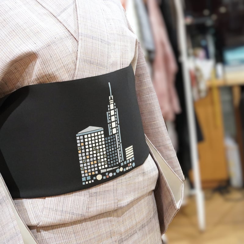 九寸帯（名古屋帯）「塩瀬・染め帯・摩天楼」 | MINOKO STORE