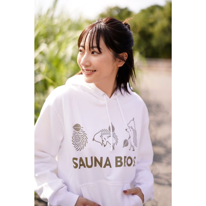 くるりんピースくんスウェットプルパーカー（ホワイト） | SAUNA BROS.